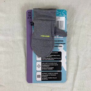 HEAD Kids Touchscreen Gloves Mittens XS 2-4 Gray Grip Fleece NWT